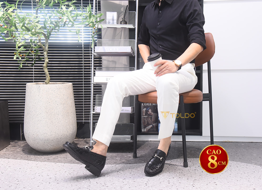 Giày cao nam 8cm đế khâu nhẹ 9